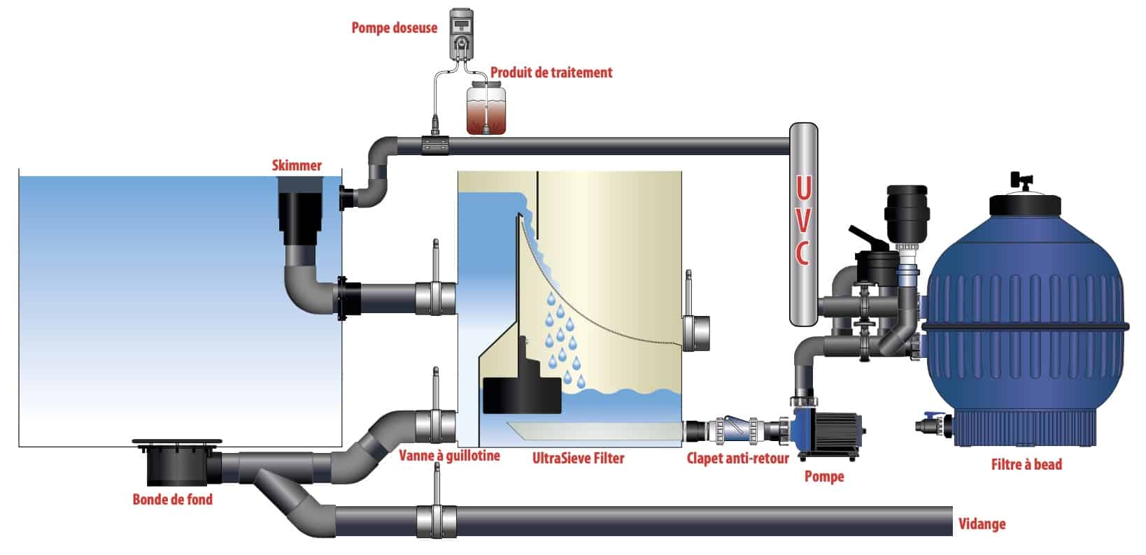 Groupe de filtration d'une piscine naturelle